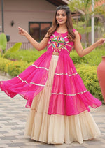 Striking Pink Color Cotton Fabric Designer Kurti