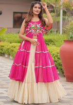 Striking Pink Color Cotton Fabric Designer Kurti
