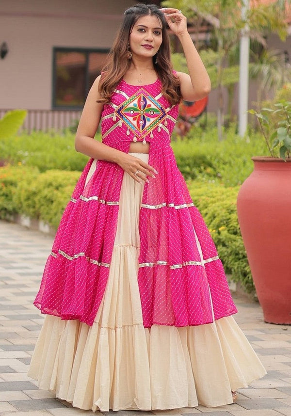 Striking Pink Color Cotton Fabric Designer Kurti