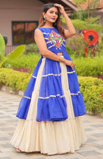 Striking Aqua Color Cotton Fabric Designer Kurti