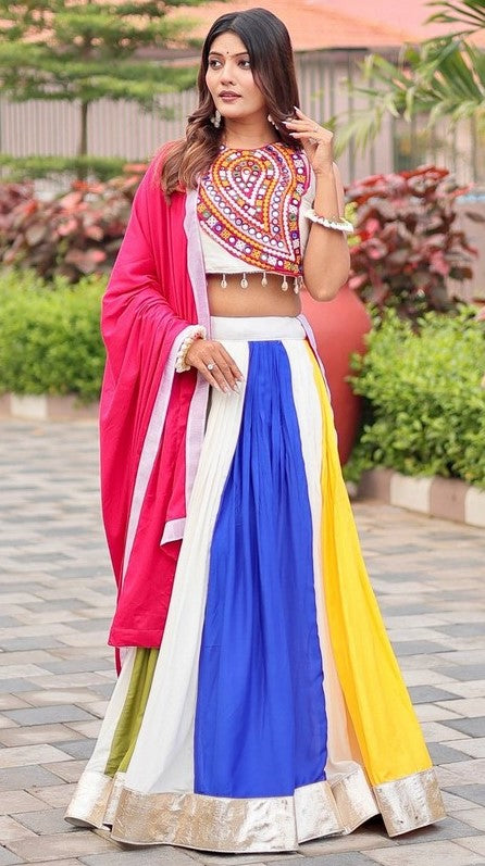 Amazing Multi Color Cotton Fabric Party Wear Lehenga