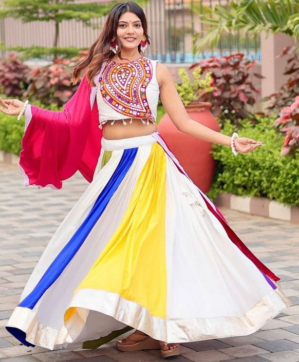 Amazing Multi Color Cotton Fabric Party Wear Lehenga