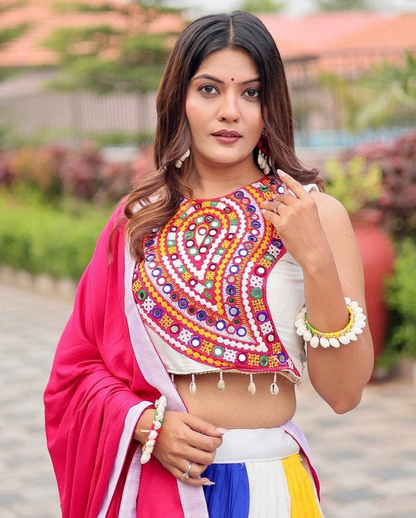 Amazing Multi Color Cotton Fabric Party Wear Lehenga