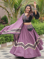 Amazing Purple Color Cotton Fabric Party Wear Lehenga