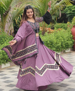 Amazing Purple Color Cotton Fabric Party Wear Lehenga