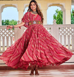 Striking Red Color Georgette Fabric Gown