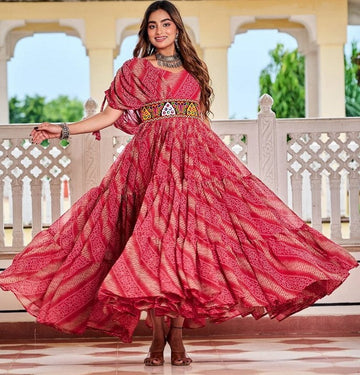 Striking Red Color Georgette Fabric Gown