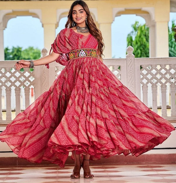 Striking Red Color Georgette Fabric Gown