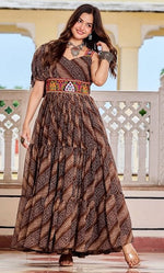 Striking Brown Color Georgette Fabric Gown