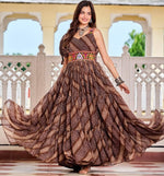 Striking Brown Color Georgette Fabric Gown