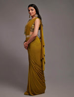 Lovely Mustard Color Lycra Fabric Partywear Saree