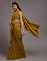 Lovely Mustard Color Lycra Fabric Partywear Saree