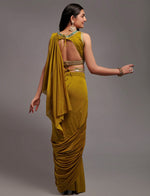 Lovely Mustard Color Lycra Fabric Partywear Saree