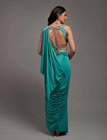 Lovely Teal Color Lycra Fabric Partywear Saree