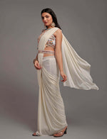 Lovely White Color Lycra Fabric Partywear Saree