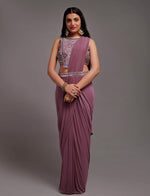 Lovely Wine Color Lycra Fabric Partywear Saree