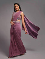 Lovely Wine Color Lycra Fabric Partywear Saree