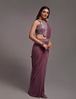 Lovely Wine Color Lycra Fabric Partywear Saree
