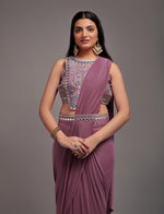 Lovely Wine Color Lycra Fabric Partywear Saree