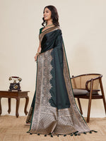 Ideal Green Color Satin Fabric Partywear Saree