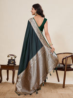 Ideal Green Color Satin Fabric Partywear Saree