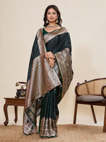 Ideal Green Color Satin Fabric Partywear Saree