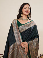 Ideal Green Color Satin Fabric Partywear Saree