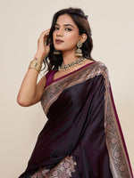 Ideal Wine Color Satin Fabric Partywear Saree