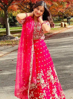 Amazing Pink Color Net Fabric Party Wear Lehenga