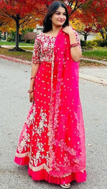 Amazing Pink Color Net Fabric Party Wear Lehenga