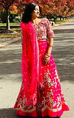 Amazing Pink Color Net Fabric Party Wear Lehenga