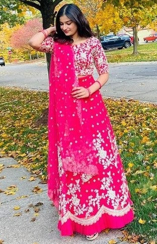 Amazing Pink Color Net Fabric Party Wear Lehenga