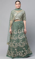Amazing Green Color Net Fabric Party Wear Lehenga