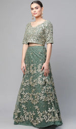 Amazing Green Color Net Fabric Party Wear Lehenga