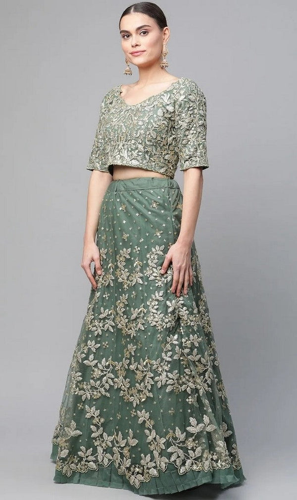 Amazing Green Color Net Fabric Party Wear Lehenga