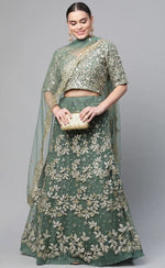 Amazing Green Color Net Fabric Party Wear Lehenga