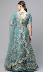 Amazing Turquoise Color Net Fabric Party Wear Lehenga