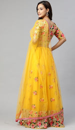 Amazing Yellow Color Net Fabric Party Wear Lehenga