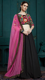 Amazing Black Color Georgette Fabric Party Wear Lehenga