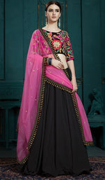 Amazing Black Color Georgette Fabric Party Wear Lehenga