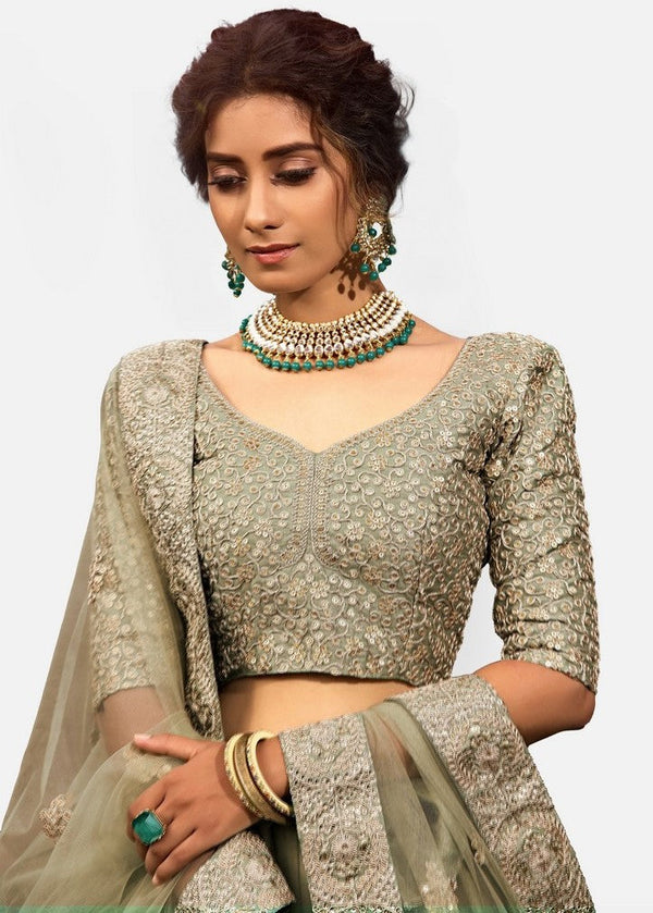 Amazing Green Color Net Fabric Party Wear Lehenga