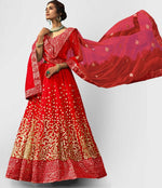 Amazing Red Color Net Fabric Party Wear Lehenga