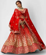 Amazing Red Color Net Fabric Party Wear Lehenga