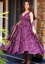 Amazing Purple Color Muslin Fabric Designer Suit