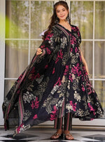 Amazing Black Color Muslin Fabric Designer Suit