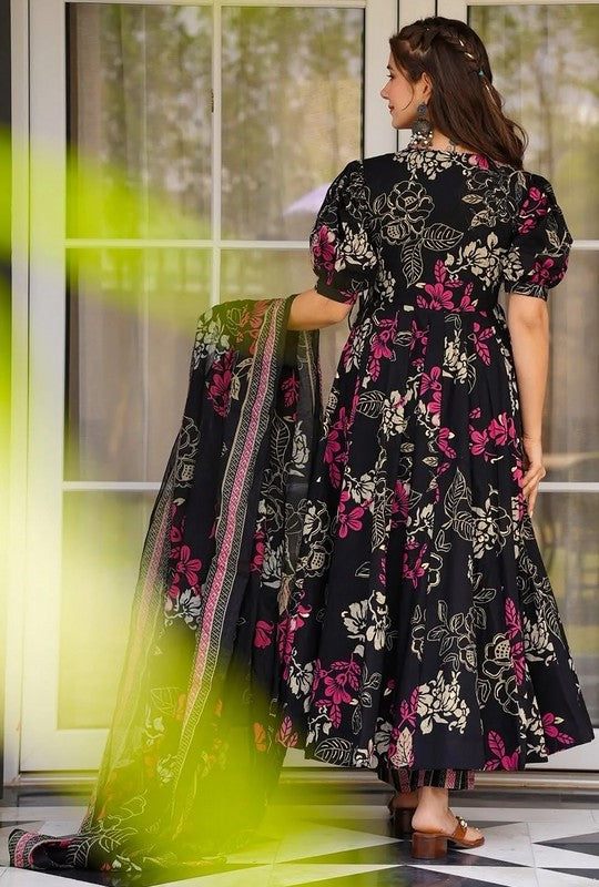 Amazing Black Color Muslin Fabric Designer Suit