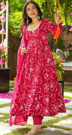 Amazing Pink Color Muslin Fabric Designer Suit