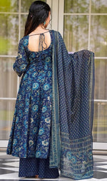 Amazing Teal Color Muslin Fabric Designer Suit