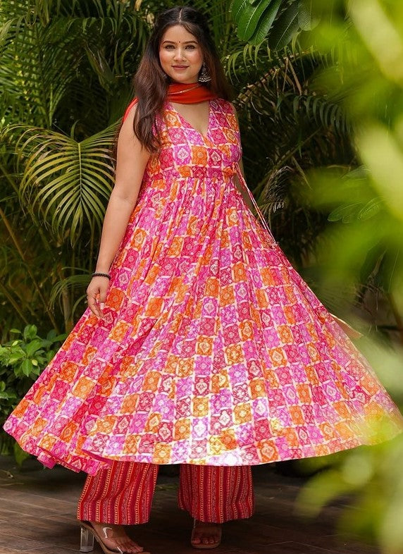 Amazing Multi Color Muslin Fabric Designer Suit