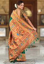 Beautiful Green Color Silk Fabric Partywear Saree